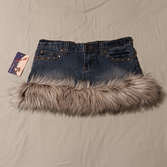 Custum Y2K Jeans D fur skirt - Picture 6 of 9
